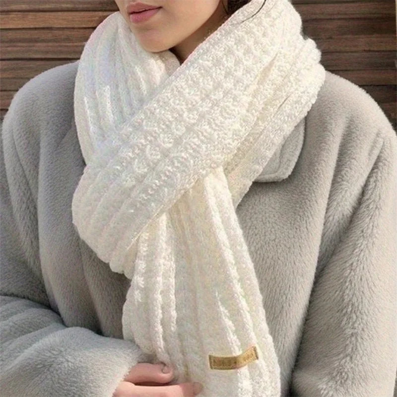 Women’s Thick Knitted Cashmere Scarf – Korean Style Neckerchief