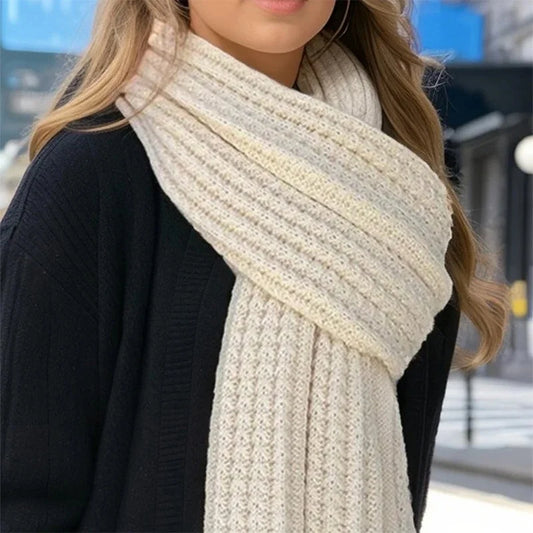 Women’s Thick Knitted Cashmere Scarf – Korean Style Neckerchief