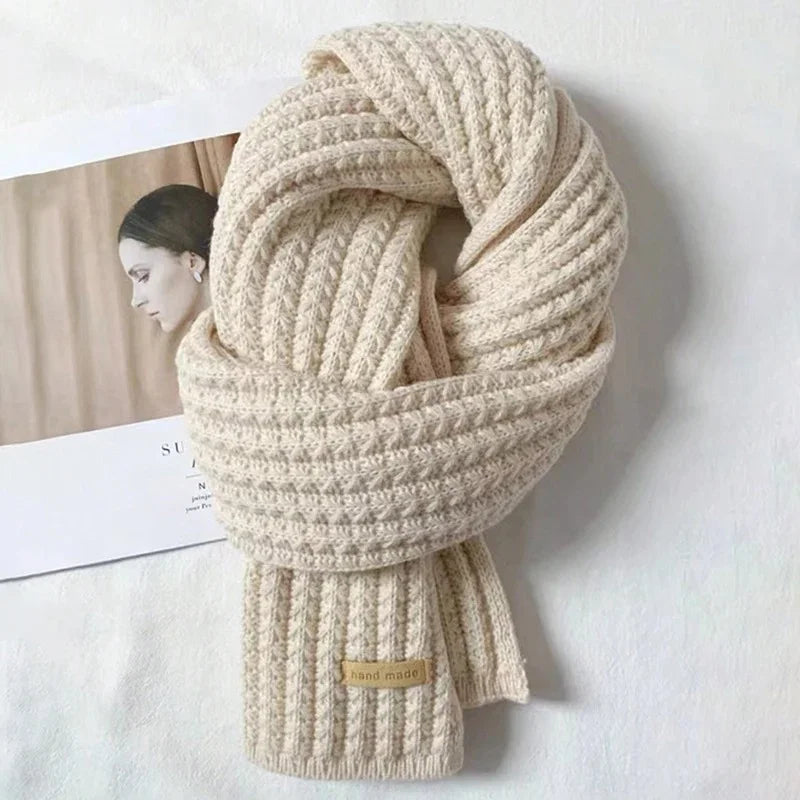 Women’s Thick Knitted Cashmere Scarf – Korean Style Neckerchief