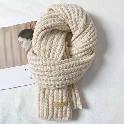 Women’s Thick Knitted Cashmere Scarf – Korean Style Neckerchief